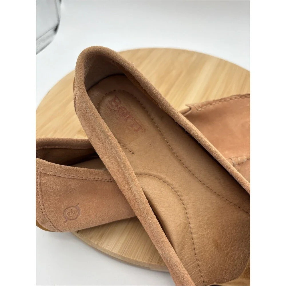 Born Axona Women's Driving Mocs 9M Pink Salmon Suede Comfort Flats Slip On